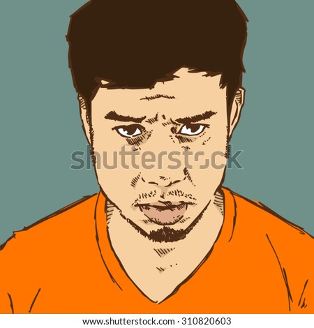 Sad Asian man.