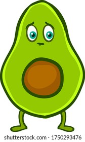 Sad avocado , illustration, vector on white background