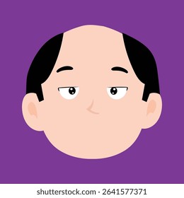 Sad, awark expressions of bald men cartoon illustrations. man's portraits with different emotions and gestures isolated