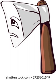 Sad ax, Illustration, Vektor auf weißem Hintergrund