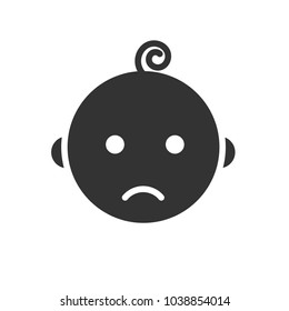 sad baby boy solid icon style design
