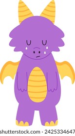 Sad Baby Dragon Vector Illustration