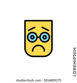 Sad Bad color Mood Feel Sorry Regret Emoticon Icon Vector Illustration. Style.