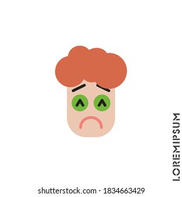 Sad and in Bad Mood Emoticon boy, man Icon Vector Illustration. color Style. Depressed, sad, stressed emoji icon vector, emotion, sad symbol. Modern flat symbol web and mobil apps