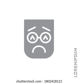 Sad and in a Bad Mood Emoticon Icon Vector Illustration. Style. Depressed, sad, stressed emoji icon vector, emotion, sad symbol. Modern flat symbol web and mobil apps. Gray on white background