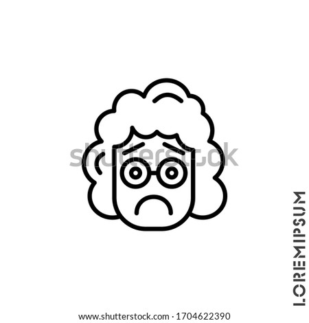 Sad Bad Mood Feel Sorry Regret Emoticon girl, woman Icon Vector Illustration. Outline Style.