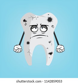 Sad bad tooth vector illustration