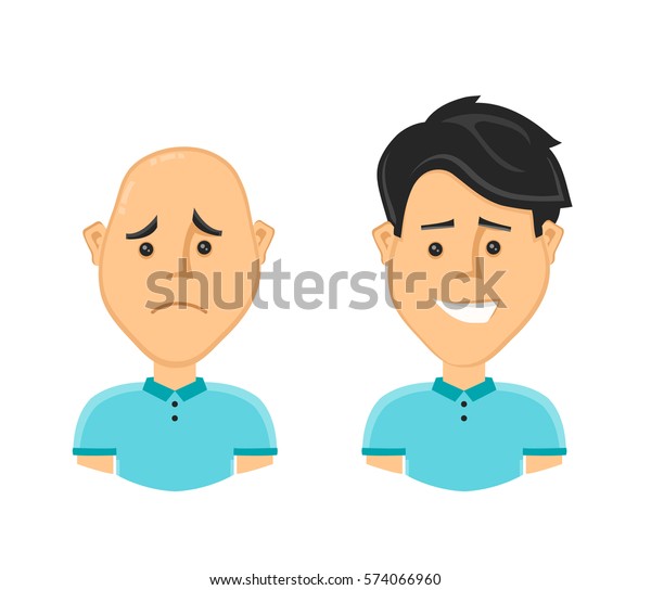 Sad Bald Man Happy Man Beautiful Stock Vector Royalty Free 574066960