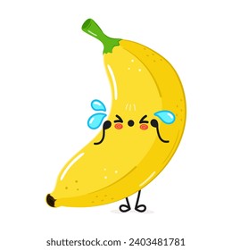 Sad Banana character. Vector hand drawn cartoon kawaii character illustration icon. Isolated on white background. Sad Banana character concept