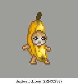 Triste banana, ilustração pixel art