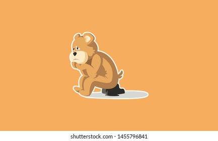 sad bear because it has no friends, illustration vector