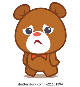 Sad bear character vector illustration