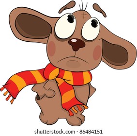 Sad bear cub. Cartoon