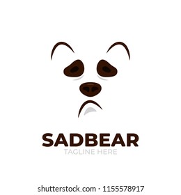 Sad bear face logo icon emotion simple silhouette