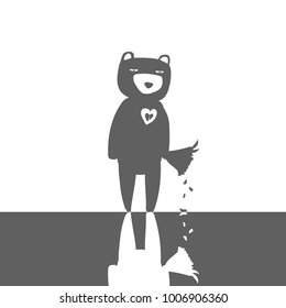 Sad Bear in The Grey World