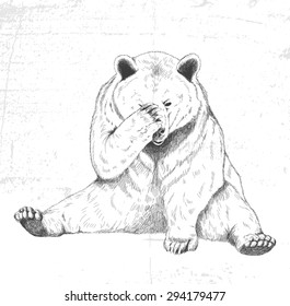 Sad Bear. Sketch. Handmade.