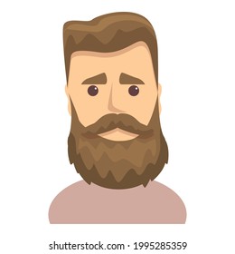 Triste ícono de tipo barbudo. Caricatura de Sad barbado tipo icono vector para el diseño web aislado en fondo blanco