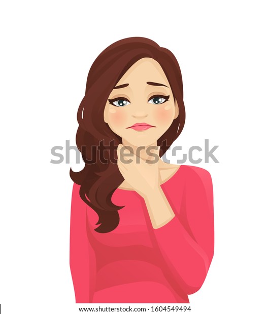 Sad Beautiful Woman Holding Her Sore Stock Vector (Royalty Free ...