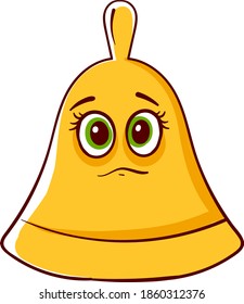 Sad bell, illustration, vector on white background.