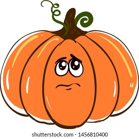 Sad big pumkin, illustration, vector on white background