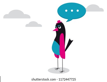 Sad bird clean vector illustration over white background