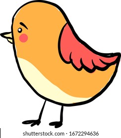 Pájaro triste, ilustración, vector sobre fondo blanco.