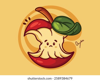 Sad Bitten Apple Illustration Design