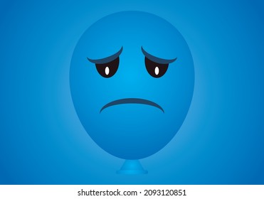 Sad blue balloon on blue background by blue monday.