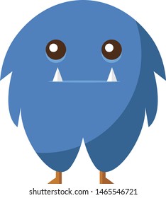 Sad blue monster, illustration, vector on white background.