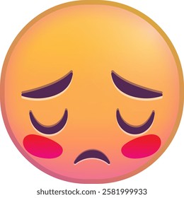 Sad blushing emoji face expressing disappointment and upset feelings.