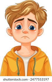 Un niño triste de ojos azules