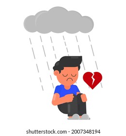 gráfico vectorial de icono de corazón roto por niño triste