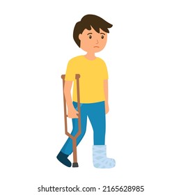 Sad Boy Broken Leg Flat Design Stock Vector (Royalty Free) 2165628985 ...