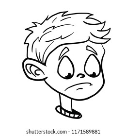 Sad Boy Cartoon Illustration Isolated On White