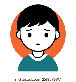 Sad Boy Child Icon Set design