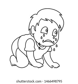 Sad Boy Crawling Crying Vector Illustration Stock Vector (Royalty Free ...