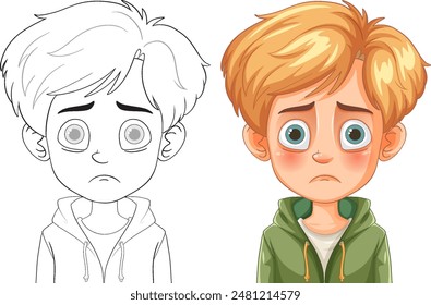 A sad boy with expressive eyes