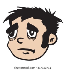 sad boy face cartoon illustration