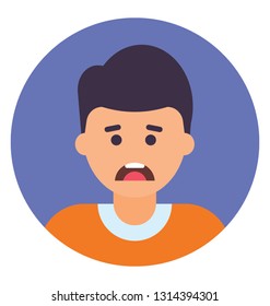 Sad boy flat icon design, upset boy 
