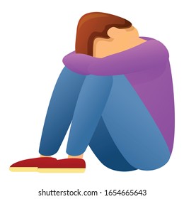 Sad boy icon. Cartoon of sad boy vector icon for web design isolated on white background