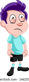 Sad boy, illustration, vector on white background.