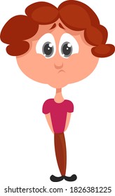 Sad boy, illustration, vector on white background