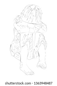 Sad Boy line art