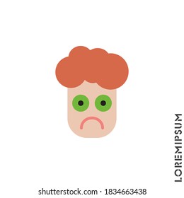 Sad boy, man icon vector, emoticon symbol. Modern symbol for web and mobile apps. Very Sad Emoticon Icon Vector Illustration. color Style.