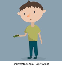 sad boy with money