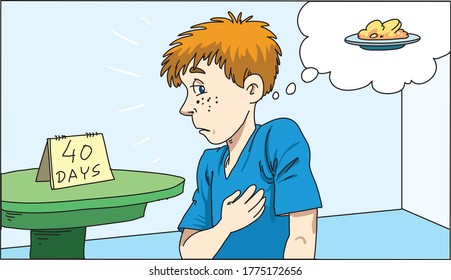 Niño triste a dieta, vector