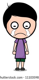 sad boy on a white background
