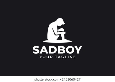 sad boy silhouette logo design  for element design for volunteer non profit community