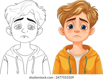 A sad boy wearing a hoodie