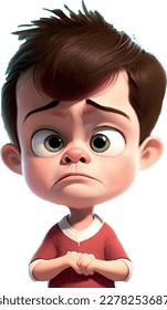 Sad boy,Depressed boy looking lonely .Illustration of a sad child, helpless, bullying.